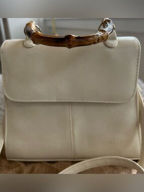 Accessory Works Cream Bag With Bamboo Handle and 44” Removable Strap
